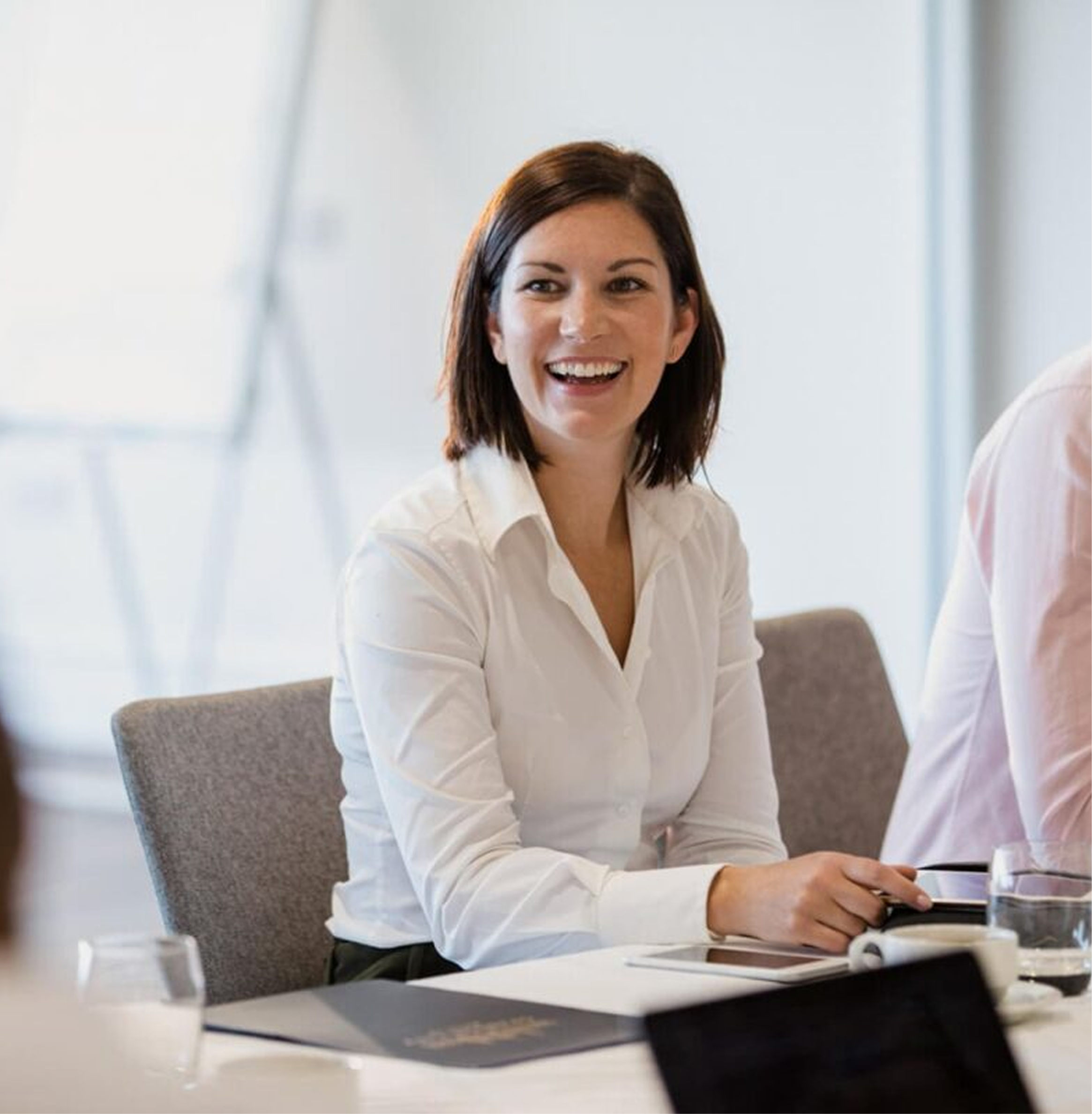 Smiling professional in a meeting