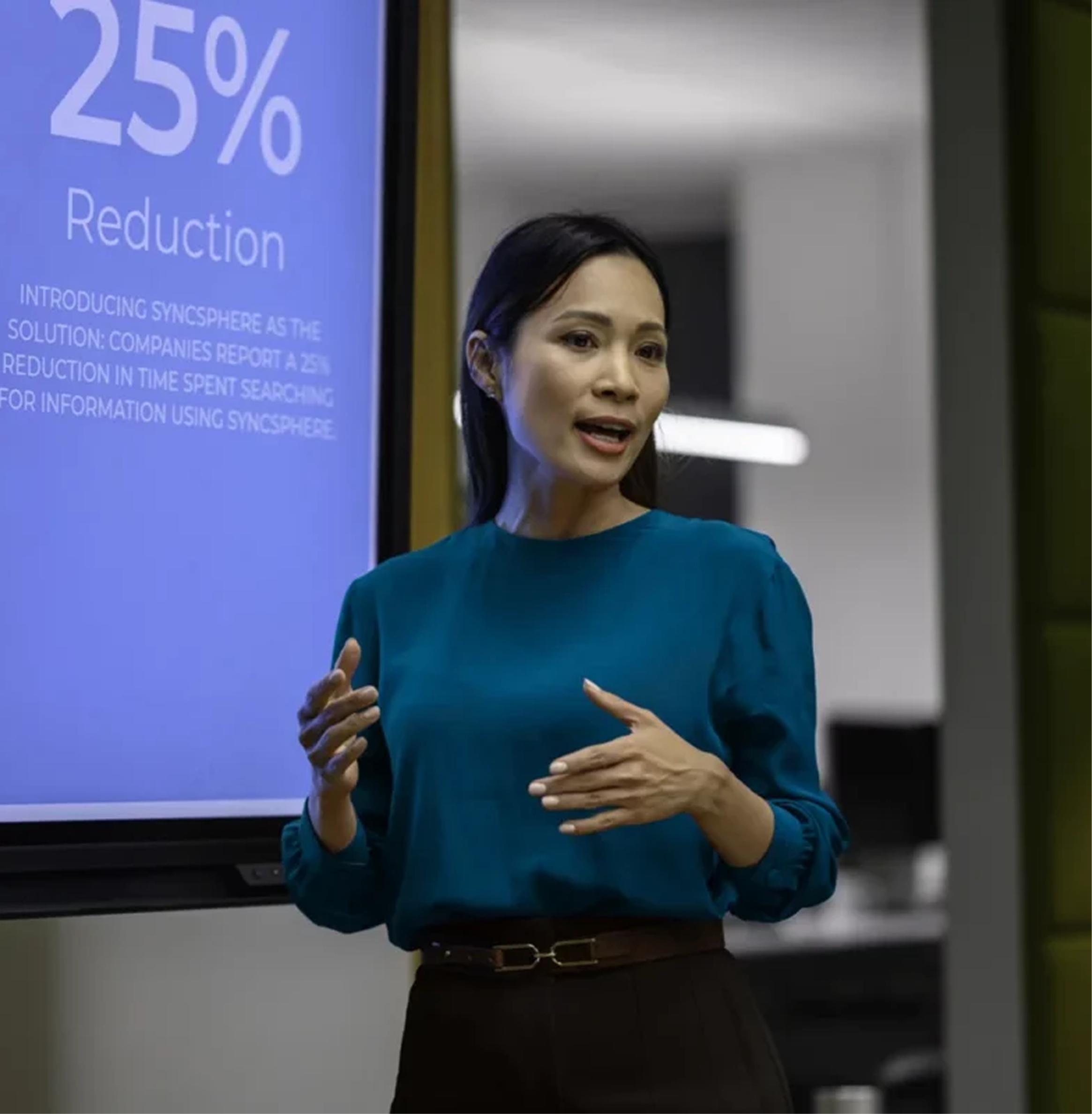 Smiling professional in a meeting